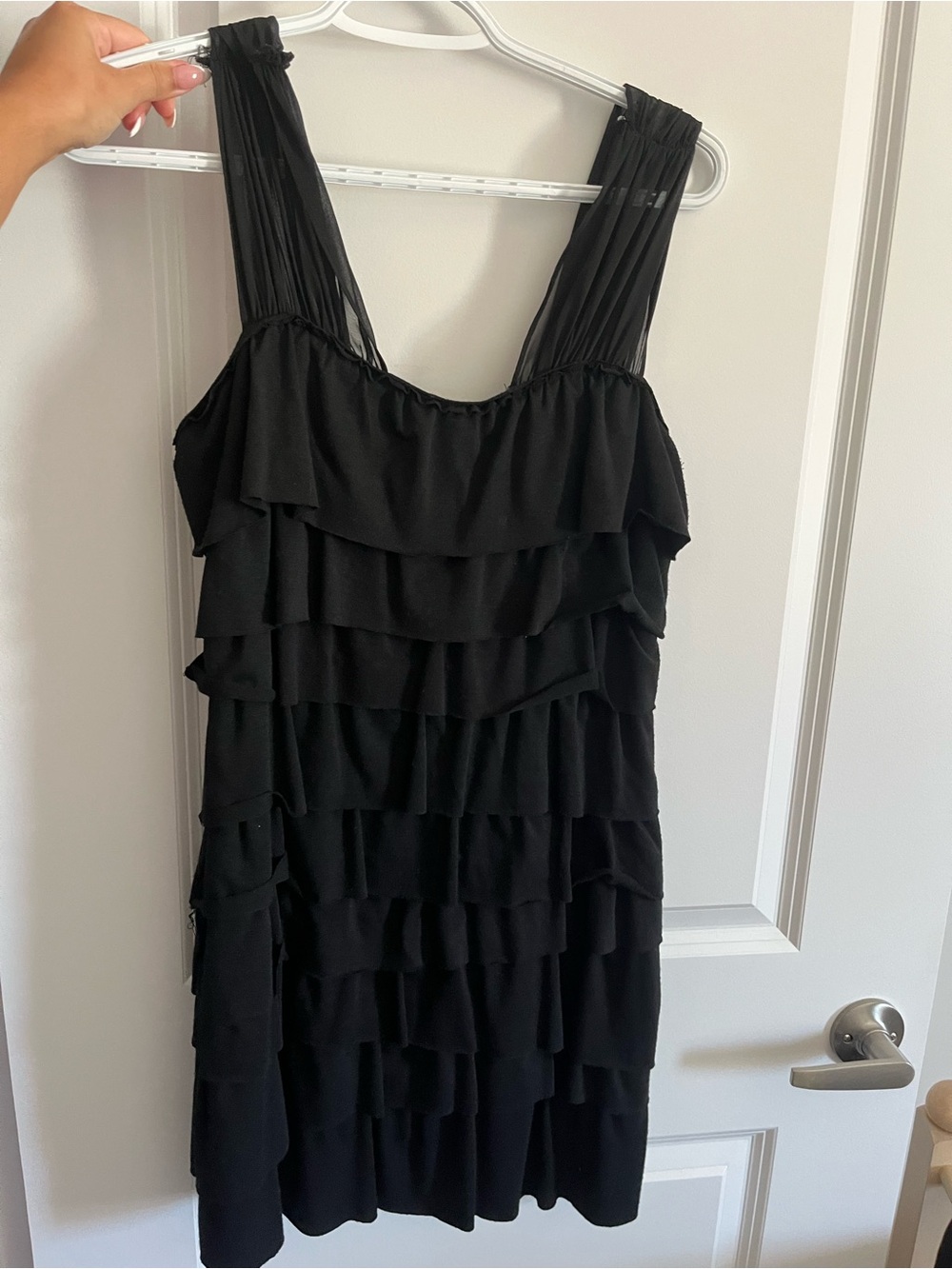 Tiana B. Black Ruffle Tiered Mini Dress